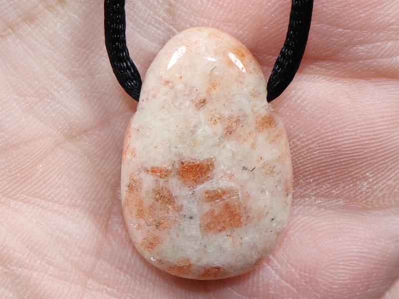 sunstone with cord or silver 925