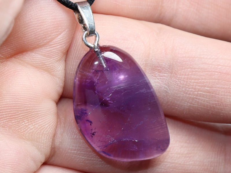 amethyst with cord or silver 925