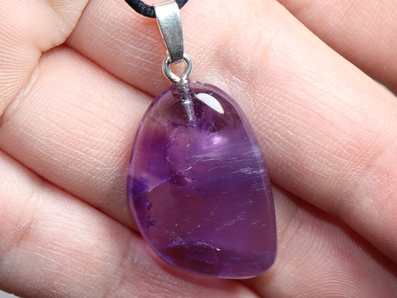 amethyst with cord or silver 925