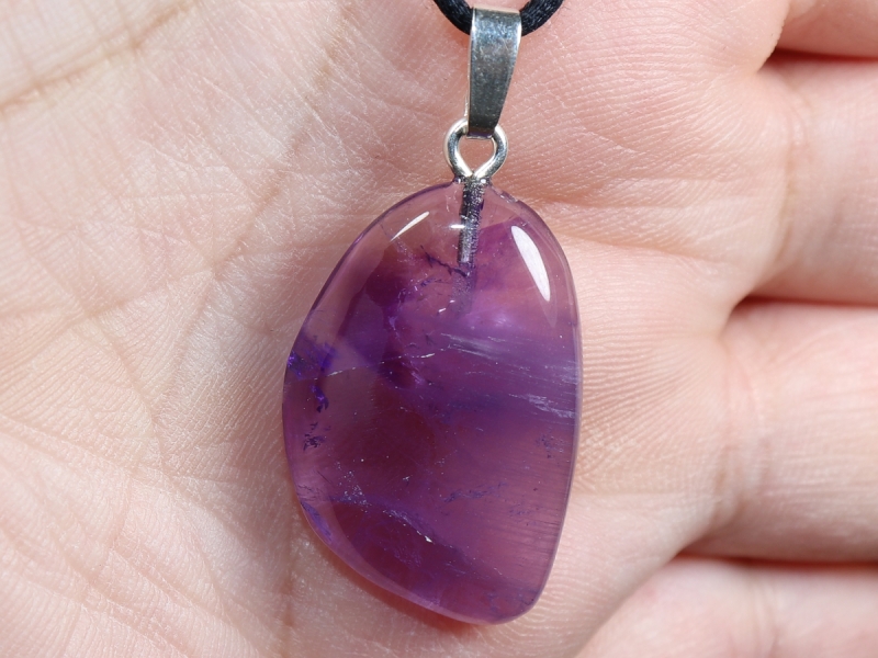 amethyst with cord or silver 925