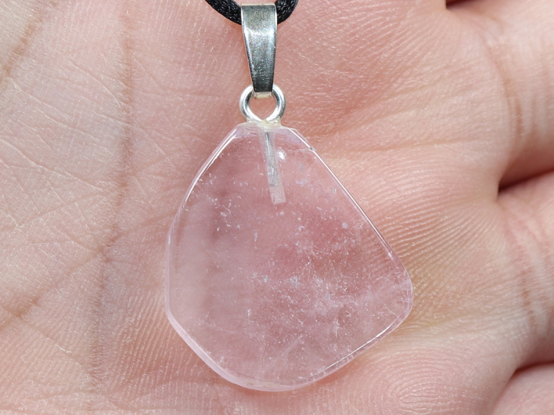 kunzite with cord or silver 925