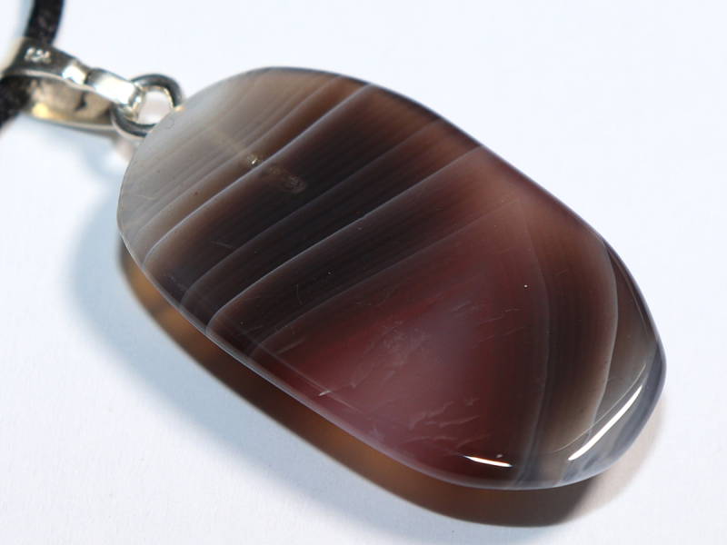 Botswana agate with cord or silver 925
