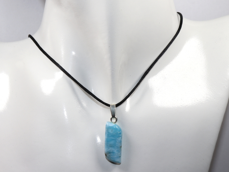 larimar with cord or silver 925