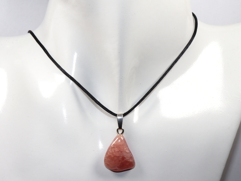 rhodochrosite with cord or silver 925