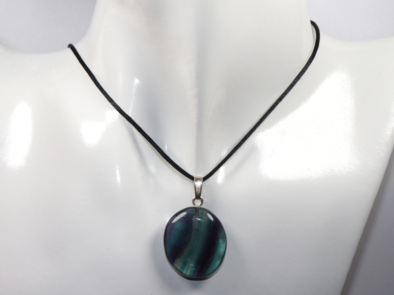fluorite with cord or silver 925