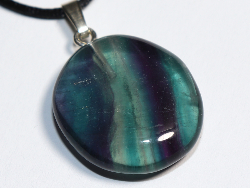 fluorite with cord or silver 925