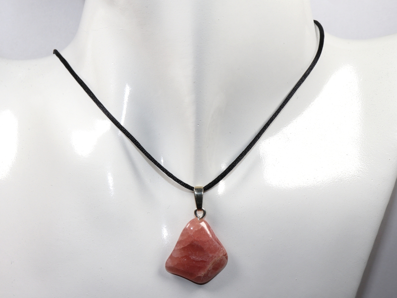 rhodochrosite with cord or silver 925