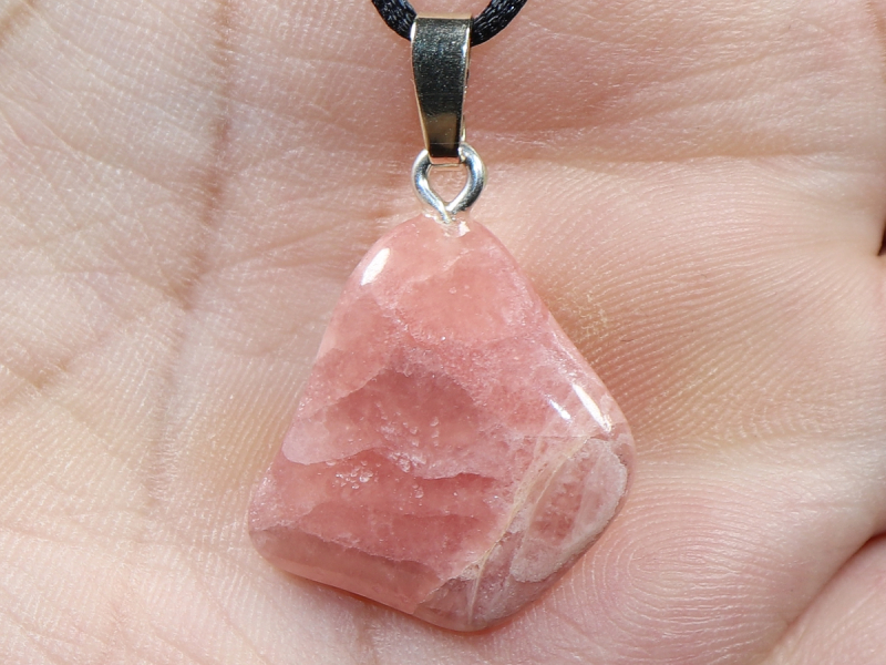 rhodochrosite with cord or silver 925