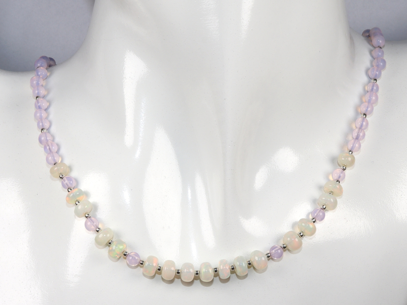 Welo opal and pink opal with silver 925