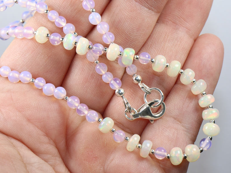 Welo-Opal und rosa Opal mit Silber 925